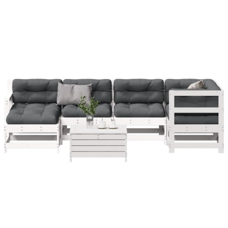 7-teiliges Gartenmöbel-Set mit Kissen aus massivem Weißkiefernholz von , Gartensets - Ref: Foro24-3250953, Preis: 617,68 €, R...