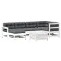 Set muebles jardín 7 pzas con cojines madera maciza pino blanco de , Conjuntos de jardín - Ref: Foro24-3250953, Precio: 602,4...