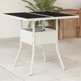 Garden table glass surface PE rattan white 80x80x75 cm by , Garden tables - Ref: Foro24-368132, Price: 80,90 €, Discount: %