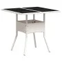 Garden table glass surface PE rattan white 80x80x75 cm by , Garden tables - Ref: Foro24-368132, Price: 80,90 €, Discount: %