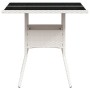 Mesa de jardín superficie de vidrio ratán PE blanco 80x80x75 cm de , Mesas de jardín - Ref: Foro24-368132, Precio: 82,11 €
