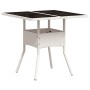 Mesa de jardín superficie de vidrio ratán PE blanco 80x80x75 cm de , Mesas de jardín - Ref: Foro24-368132, Precio: 82,11 €