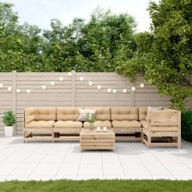 Garden furniture set 7 pieces and cushions solid pine wood by , Garden sets - Ref: Foro24-3250868, Price: 753,78 €, Discount: %