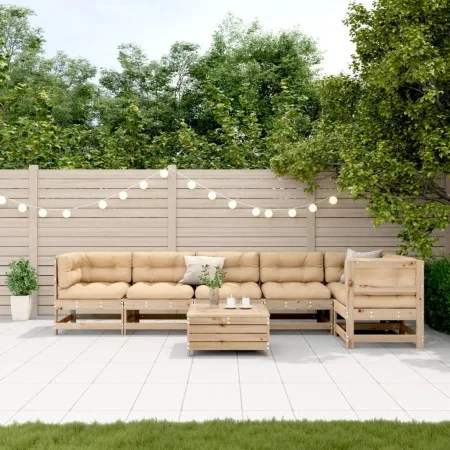 Juego de muebles de jardín 7 pzas y cojines madera maciza pino de , Conjuntos de jardín - Ref: Foro24-3250868, Precio: 764,20...