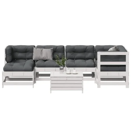 7-teiliges Gartenmöbel-Set mit Kissen aus massivem Weißkiefernholz von , Gartensets - Ref: Foro24-3250913, Preis: 620,35 €, R...