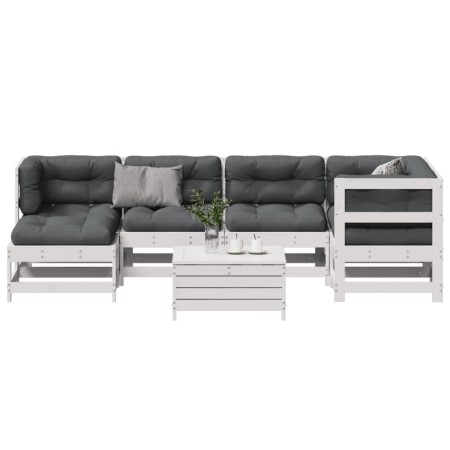 7-teiliges Gartenmöbel-Set mit Kissen aus massivem Weißkiefernholz von , Gartensets - Ref: Foro24-3250913, Preis: 590,30 €, R...