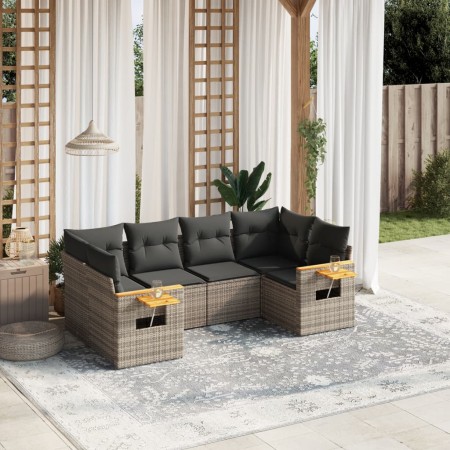 6-teiliges Gartenmöbel-Set und graue synthetische Rattankissen von , Gartensets - Ref: Foro24-3227103, Preis: 388,19 €, Rabat...