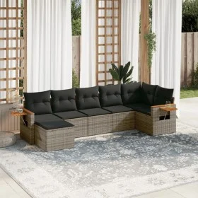 7-piece garden sofa set with gray PE rattan cushions by , Garden sets - Ref: Foro24-3227033, Price: 424,92 €, Discount: %