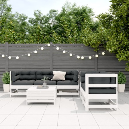 6-teiliges Gartenmöbel-Set mit Kissen aus massivem Weißkiefernholz von , Gartensets - Ref: Foro24-3250809, Preis: 544,62 €, R...