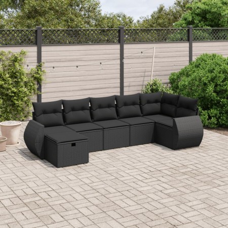 Set de comedor de jardín 7 pzas y cojines ratán sintético negro de , Conjuntos de jardín - Ref: Foro24-3264121, Precio: 462,6...