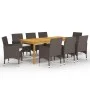 Juego de comedor de jardín 9 piezas y cojines marrón de , Conjuntos de jardín - Ref: Foro24-3095868, Precio: 693,02 €, Descue...