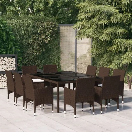 Garden dining set 11 pieces brown synthetic rattan by , Garden sets - Ref: Foro24-3095932, Price: 861,58 €, Discount: %