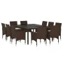 Garden dining set 11 pieces brown synthetic rattan by , Garden sets - Ref: Foro24-3095932, Price: 861,58 €, Discount: %