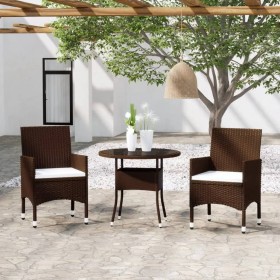 Garten-Bistro-Set 3-teilig PE-Rattan braun gehärtetes Glas von , Gartensets - Ref: Foro24-3095905, Preis: 232,59 €, Rabatt: %