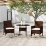 Garden bistro set 3 pieces PE rattan brown tempered glass by , Garden sets - Ref: Foro24-3095905, Price: 242,77 €, Discount: %
