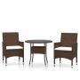 Garden bistro set 3 pieces PE rattan brown tempered glass by , Garden sets - Ref: Foro24-3095905, Price: 232,72 €, Discount: %