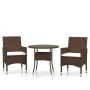 Garden bistro set 3 pieces PE rattan brown tempered glass by , Garden sets - Ref: Foro24-3095905, Price: 242,77 €, Discount: %
