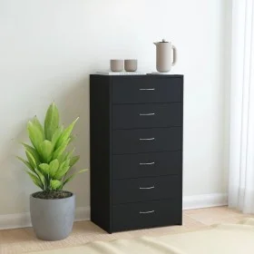 Aparador con 6 cajones madera contrachapada negro 50x34x96 cm de vidaXL, Aparadores - Ref: Foro24-800667, Precio: 102,73 €, D...
