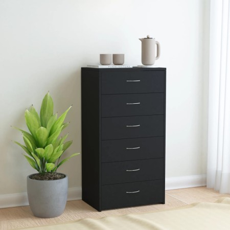 Sideboard with 6 drawers black plywood 50x34x96 cm by vidaXL, Sideboards - Ref: Foro24-800667, Price: 105,97 €, Discount: %