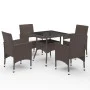 Garden dining set 5 pieces PE rattan brown tempered glass by , Garden sets - Ref: Foro24-3095913, Price: 358,79 €, Discount: %