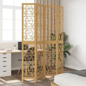 4-panel partition screen solid paulownia wood brown by , Room dividers - Ref: Foro24-358868, Price: 103,90 €, Discount: %