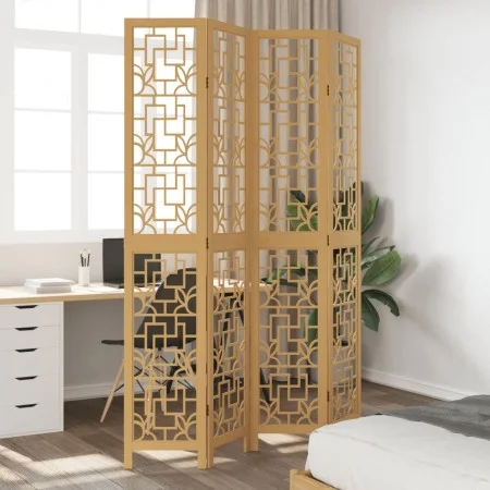 4-panel partition screen solid paulownia wood brown by , Room dividers - Ref: Foro24-358868, Price: 103,90 €, Discount: %