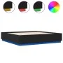 Bed frame with LED lights black engineered wood 200x200cm by , Beds and slatted bases - Ref: Foro24-3209584, Price: 190,79 €,...
