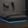 Bed frame with LED lights black engineered wood 200x200cm by , Beds and slatted bases - Ref: Foro24-3209584, Price: 190,79 €,...