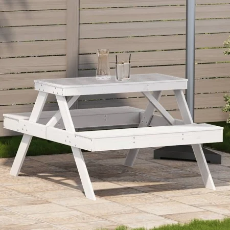 Picknicktisch aus massivem weißem Kiefernholz, 105 x 134 x 75 cm von , Gartentische - Ref: Foro24-832568, Preis: 117,24 €, Ra...