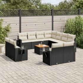 Gartensofa-Set 12-teilig mit schwarzen synthetischen Rattankissen von , Gartensets - Ref: Foro24-3257155, Preis: 828,86 €, Ra...