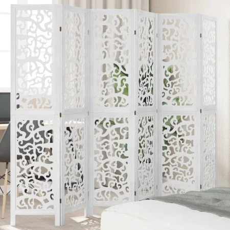 White Paulownia solid wood 6-panel dividing screen by , Room dividers - Ref: Foro24-358746, Price: 164,29 €, Discount: %