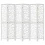 Biombo separador de 6 paneles madera maciza Paulownia blanco de , Divisores de ambientes - Ref: Foro24-358746, Precio: 164,29...