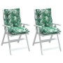 Cojines de silla de respaldo bajo 2 uds tela estampado de hojas