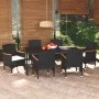 Set de comedor de jardín 7 pzas y cojines ratán sintético negro by , Garden sets - Ref: Foro24-3095019, Price: 606,13 €, Disc...