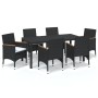 Set de comedor de jardín 7 pzas y cojines ratán sintético negro von , Gartensets - Ref: Foro24-3095019, Preis: 558,87 €, Raba...
