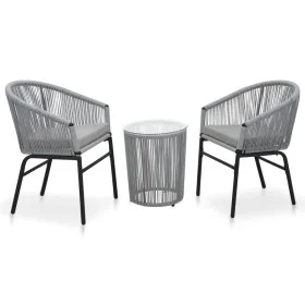 Garden table and 3-piece chair set with gray PE rattan cushions by vidaXL, Garden sets - Ref: Foro24-48140, Price: 222,93 €, ...