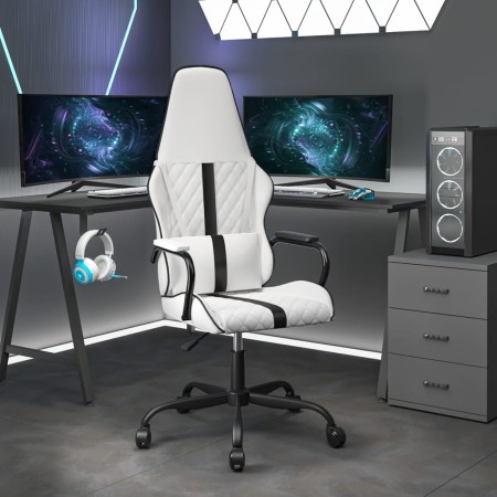 Silla gaming cuero sintético blanco y negro