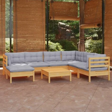 Garden furniture set 8 pieces and cushions solid pine wood by , Garden sets - Ref: Foro24-3096652, Price: 640,33 €, Discount: %