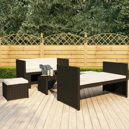 5-teiliges Gartenmöbel-Set und schwarze synthetische Rattankissen von vidaXL, Gartensets - Ref: Foro24-48132, Preis: 279,17 €...