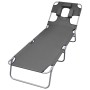 Folding lounger with head cushion and adjustable backrest gray by , Loungers - Ref: Foro24-44295, Price: 93,57 €, Discount: %