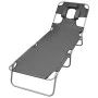 Folding lounger with head cushion and adjustable backrest gray by , Loungers - Ref: Foro24-44295, Price: 64,01 €, Discount: %