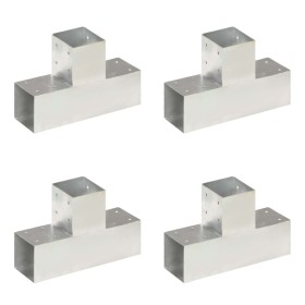 T post connectors 4 pcs galvanized metal 91x91 mm by , fence posts - Ref: Foro24-145472, Price: 75,00 €, Discount: %
