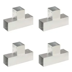 T post connectors 4 pcs galvanized metal 91x91 mm by , fence posts - Ref: Foro24-145472, Price: 70,25 €, Discount: %