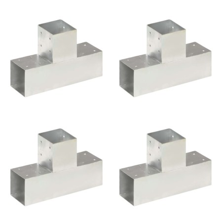 T post connectors 4 pcs galvanized metal 91x91 mm by , fence posts - Ref: Foro24-145472, Price: 75,00 €, Discount: %
