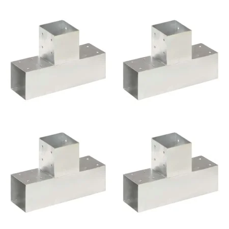 T post connectors 4 pcs galvanized metal 91x91 mm by , fence posts - Ref: Foro24-145472, Price: 73,39 €, Discount: %