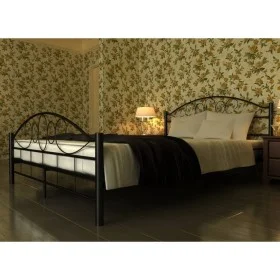 Black metal bed with mattress 180x200 cm by , Beds and slatted bases - Ref: Foro24-270708, Price: 575,08 €, Discount: %