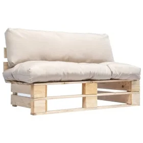 Pallet garden sofa with sand-colored pine wood cushions by , Outdoor sofas - Ref: Foro24-277476, Price: 121,07 €, Discount: %