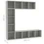 Mueble de TV y librería 3 piezas gris hormigón 180x30x180 cm de , Librerías y estanterías - Ref: Foro24-278792, Precio: 157,3...
