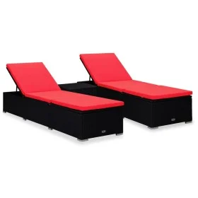 Gartenliegen und Tisch 3 Stück schwarzes synthetisches Rattan von , Liegen - Ref: Foro24-3057667, Preis: 379,02 €, Rabatt: %