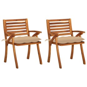 Garden dining chairs with cushions 2 pcs solid acacia wood by , Garden chairs - Ref: Foro24-3060834, Price: 263,74 €, Discoun...